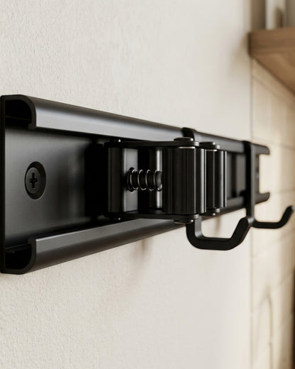 Vyrno Aluminum Mop and Broom Organizer 50 cm 4 Grips 3 Hooks - Detail view