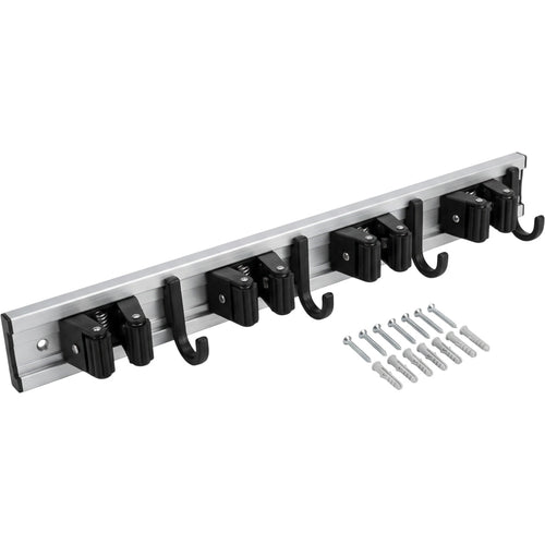 Vyrno Aluminum Mop and Broom Organizer 50 cm 4 Grips 3 Hooks - Product view