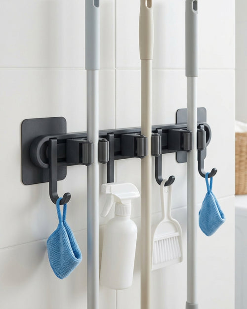 Vyrno Adhesive Modular Tool Holder 40 cm 3 Grips 4 Hooks Charcoal - Lifestyle view