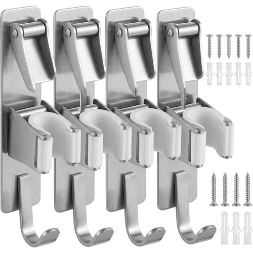 Vyrno Folding Stainless Steel Mop Holder Hooks Set of 4 - Product view